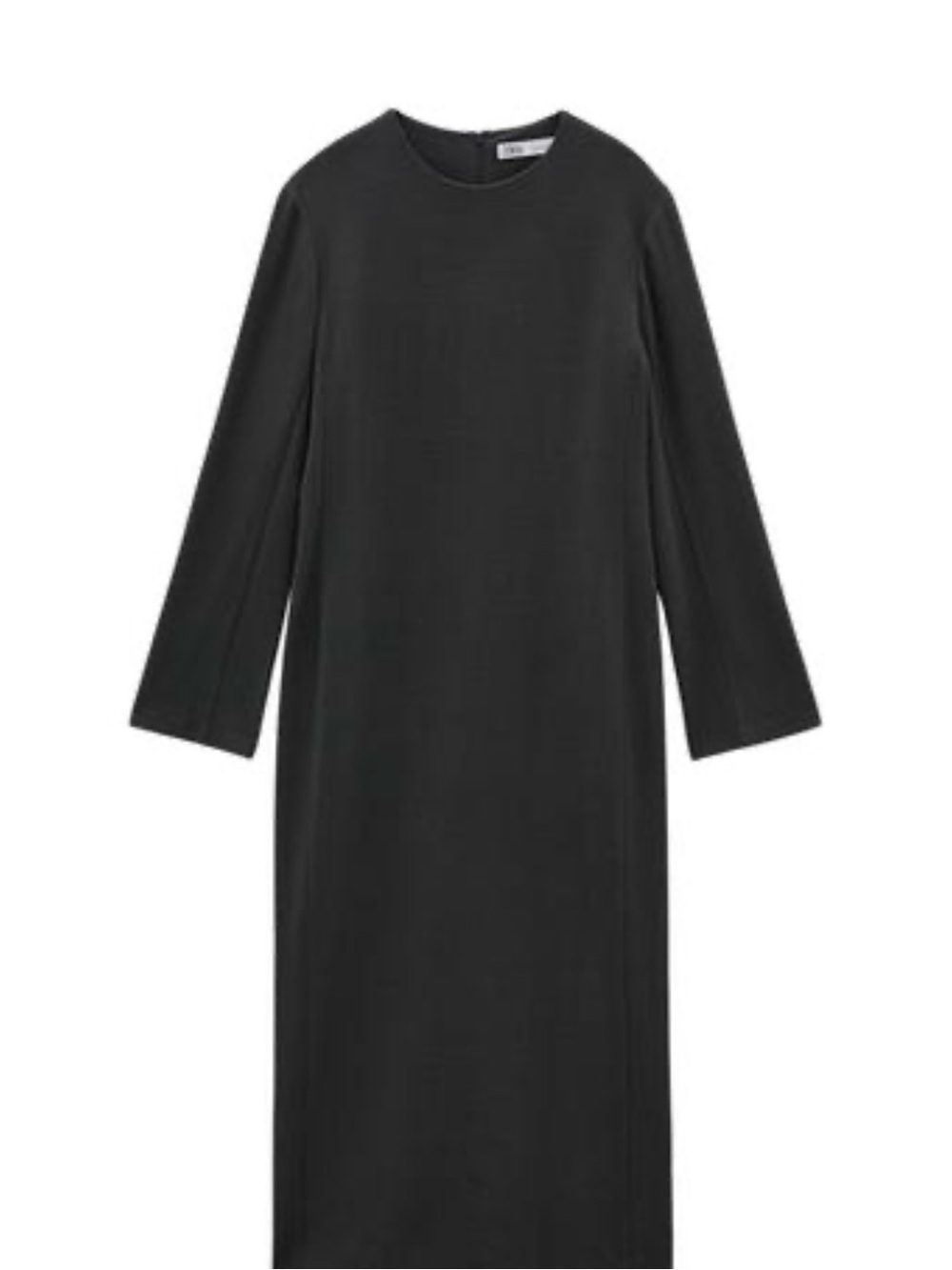 Zara Black Long-Sleeve Midi Shift Dress